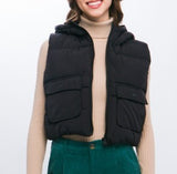 Black Hooded Vest with Pockets