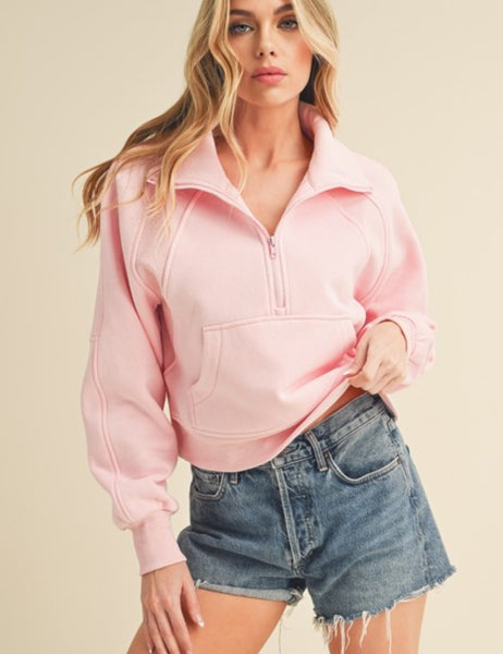 Pink 1/2 Zip Sweater