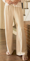 Natural Linen Pants with Drawstring