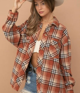 Rust Plaid Button up